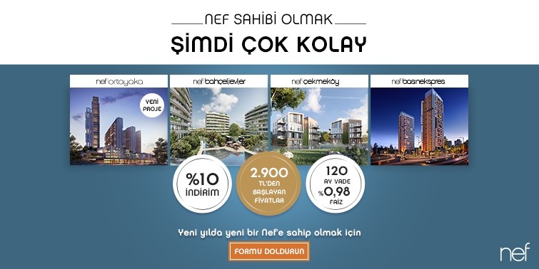 NEF PROJELERİNDE %10 İNDİRİME EK 120 AY İÇİN %0,98 KREDİ FIRSATI