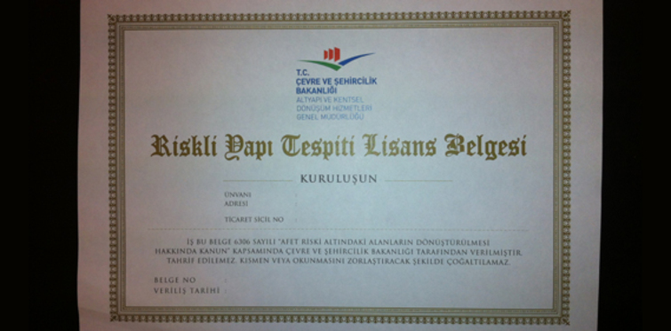Riskli yapı tespitinde lisans belgesi göstermek zorunlu