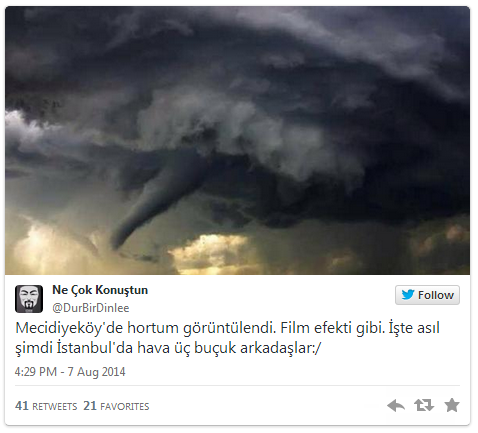 Mecidiyeköy'de hortum görüntülendi. Film efekti gibi. İşte asıl şimdi İstanbul'da hava üç buçuk arkadaşlar:/