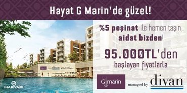 G Marin'den yüzde  5 ön ödemeyle hemen taşınma fırsatı