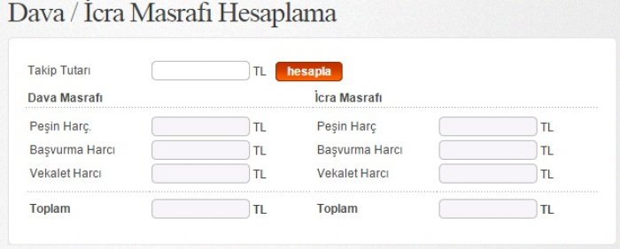 Icra Harç Hesaplama