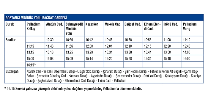 Palladium Servis Saatleri 