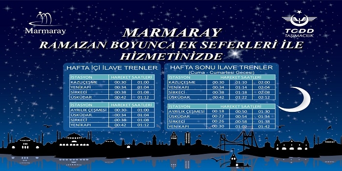 Ramazanda Marmaray saatleri 