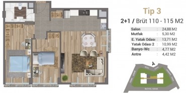 Solo Levent Kat ve Daire Plan Resimleri-3