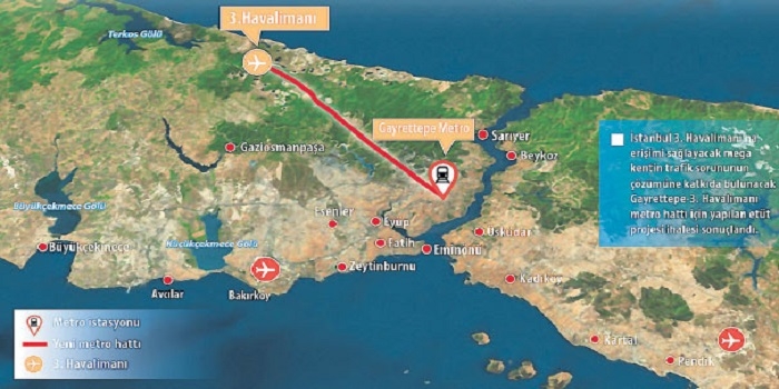 3. Havalimanı metro hattı durakları