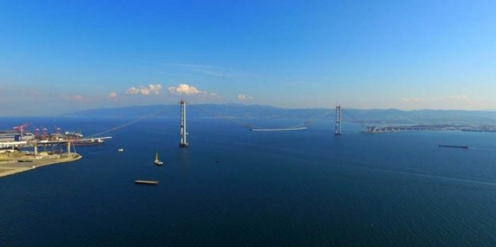 İzmit Körfez Geçiş Köprüsü havadan görüntülendi