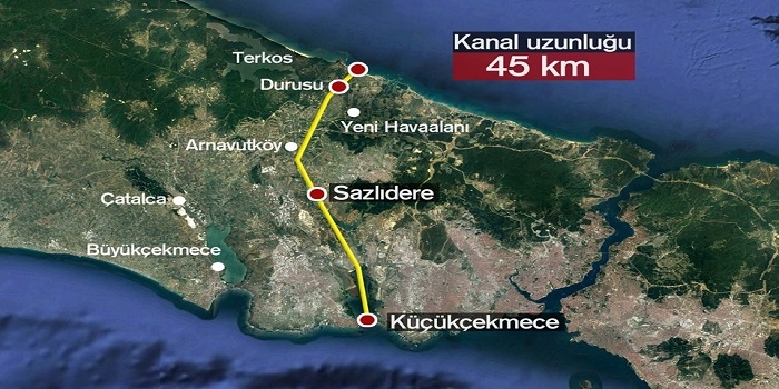 Kanal İstanbul güzergahı