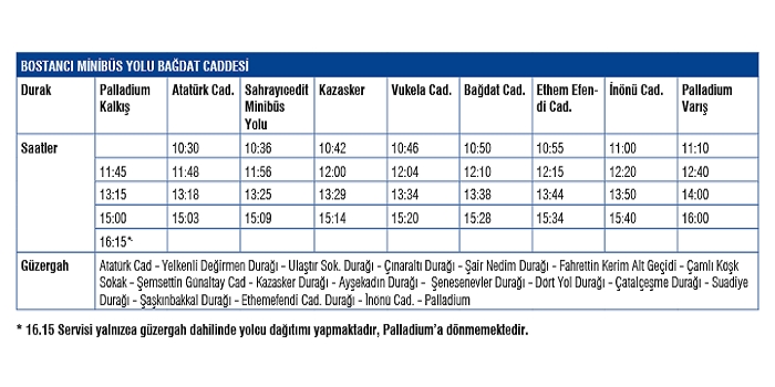 Palladium Servis Saatleri
